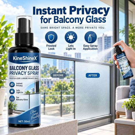 KineShineX Sichtschutzspray für Balkonglas, Sichtschutzspray für Milchglas, Glasabdeckung für Balkongeländer (1/4)
