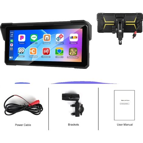 Schermo di navigazione impermeabile, CarPlay e Android Auto wireless, con scheda TF (1/2)