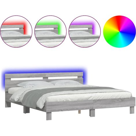 Maison Exclusive - Estructura de cama cabecero y luces LED gris S (1/5)