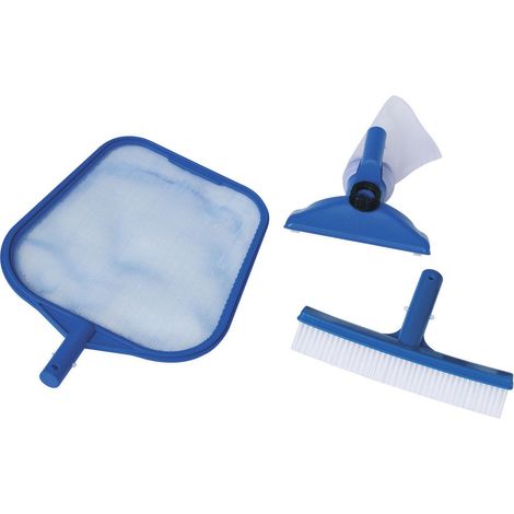 Intex – Kit d'entretien de piscine 3 pièces – Épuisette, brosse de paroi, tête de balai venturi avec sac à débris – Compatible avec manche télescopique 239 cm