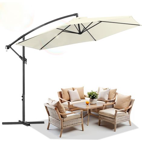TolleTour Sonnenschirm 3m Creme – Großer Terrassenschirm für Garten, Balkon & entspannte Sommertage