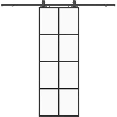 Porte coulissante,Porte intérieure,Porte d'entrée kit de quincaillerie noir 76x205 cm verre ESG CFW50446 (1/5)