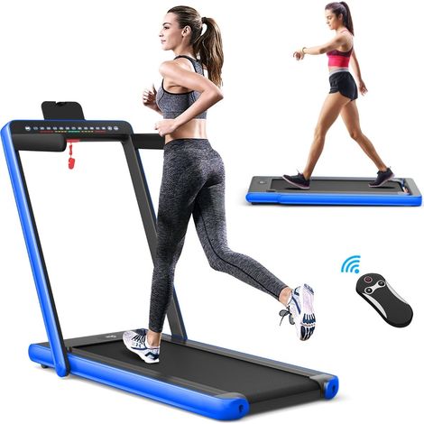 Tapis roulant pieghevole 2 in 1 con doppio display LED, blu