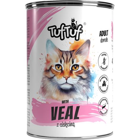 Aliment humide pour chat TufTuf, boîte de pâtée de viande assortie, lot de 12 x 400 g