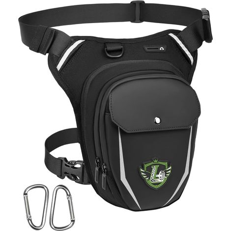 Motorrad-Beintasche – 1 Stück – 900D Nylon – Erweiterbares Volumen und Reflektorstreifen – Ideal zum Wandern und Angeln – Schwarz (1/5)