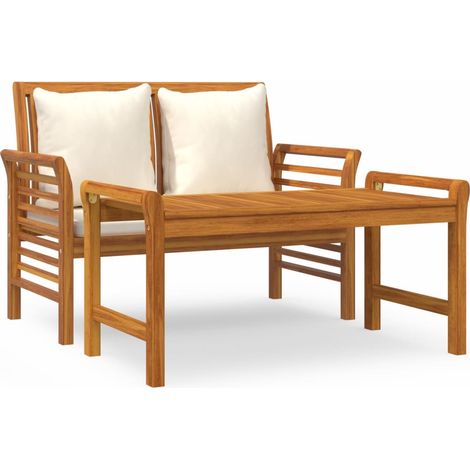 Maison Exclusive - Set Divani Giardino 2 pz Cuscini Bianco Crema in Legno Massello