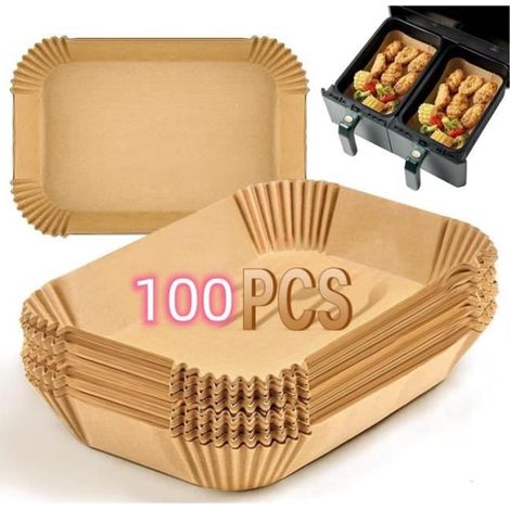 Lot de 100 doublures de friteuse à air comprimé pour Air Fryer , friteuse à air Accessoires,parchemin jetable, compatible avec (1/4)