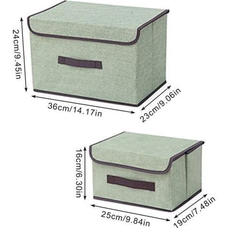 Lot de 2 boîtes de rangement avec couvercles, boîte de rangement pliable et lavable en tissu non tissé pour vêtements, organisateur de garde-robe, boîte de rangement (beige)