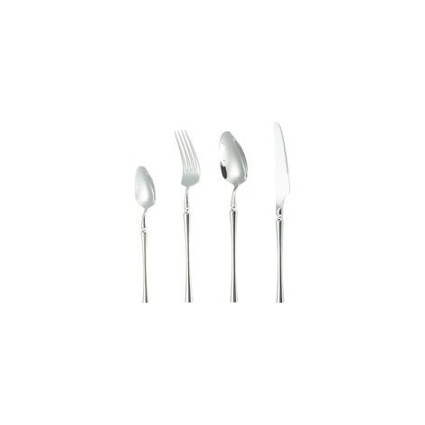 Ensemble de couverts à steak en acier inoxydable, manche plat, plaqué argent, 24 pièces, (1/2)