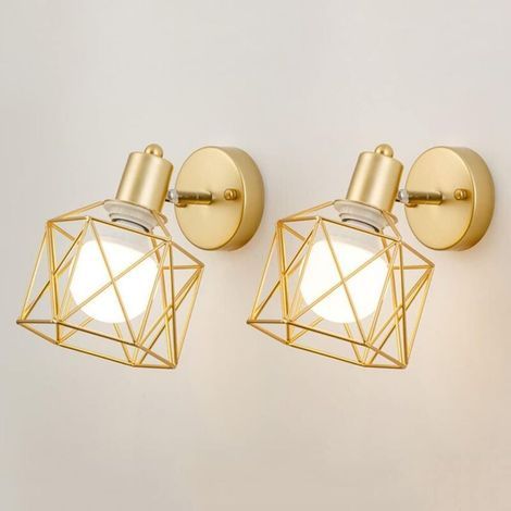 Nachttischlampe fürs Schlafzimmer – auch für Wohnzimmer, Schlafzimmer, Veranda usw. geeignet – 2er-Set, goldfarben, mit Leuchtmittel (1/5)