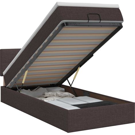 Maison Exclusive - Letto ottomano con materasso Marrone Scuro 100 x 200 cm Tessuto (1/5)