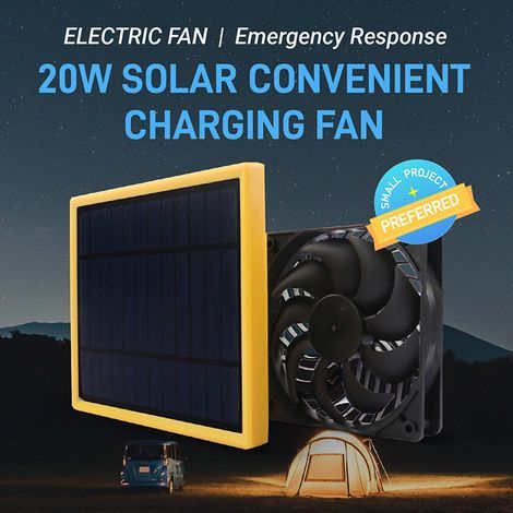 Ej.Life 20W Ventilateur de Panneau Solaire, réduit la température intérieure, pour Camping, Caravane, Yacht, Niche pour Chien, poulailler (1/5)