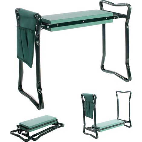 Gartenhocker Kniebank mit Gartenwerkzeug Tasche, Gartenhelfer Kniehilfe für Gartenarbeit, 2 in 1 Sitzbank klappbar Garten mit Schaumkissen und Stahlrohrgestell (1/5)