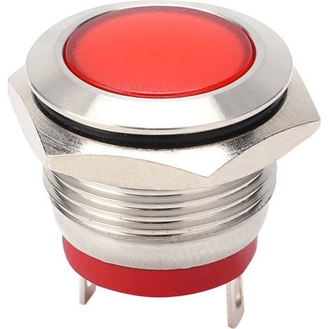 Voyant LED rouge de 1,5 cm (0,6 po) à haute luminosité, culot ignifugé, type à broches, étanche IP66. (1/5)