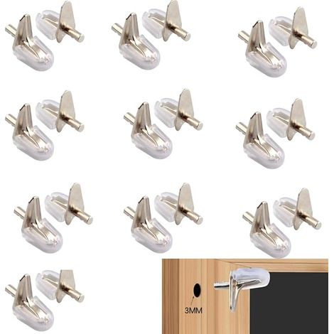 Shelf Support Pegs, 20 Pieces Shelf Pins, 3 mm Cleat Shelf Bracket, Cleats for Shelves, Metal Shelf Support Pegs, for Cabinets Wall Storage, Cupboards, Shelves (1/5)
