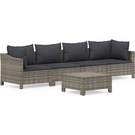 Maison Exclusive - Set de muebles de jardín 5 pzas y cojines ratá (1/5)