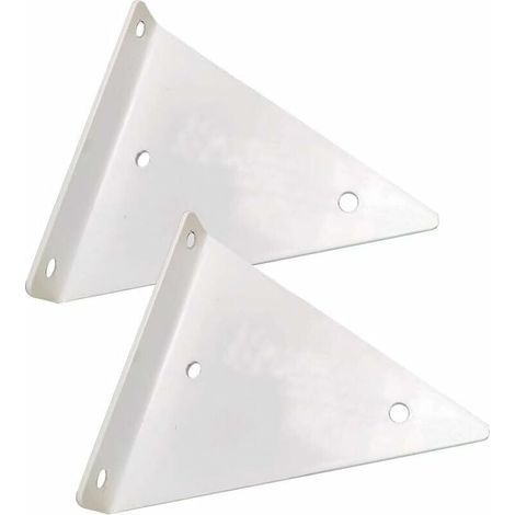 Set di 2 staffe triangolari per mensole, da parete, ideali per giardino, cucina e soggiorno, con viti incluse, colore bianco. (1/5)