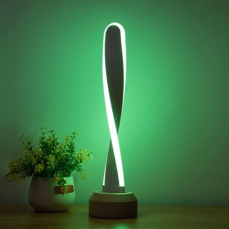 Lampe de Chevet RGB Changement de Couleur,Lampe de Table Côté Lit Dimmable Moderne et Créative LED,USB Lampe de Bureau Chambre à Coucher Coloré Métal,Lampe gradable Base en Bois Intérieur Salon Déco (1/5)