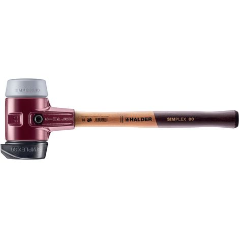 HALDER SIMPLEX Schonhammer Ø 80 mm Gummi / TPE-mid grau mit Standfuß und Termpergussgehäuse (1/5)