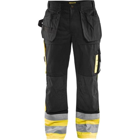 Pantalone da lavoro artigianale Blaklader in policotone alta visibilità Nero / Giallo 58