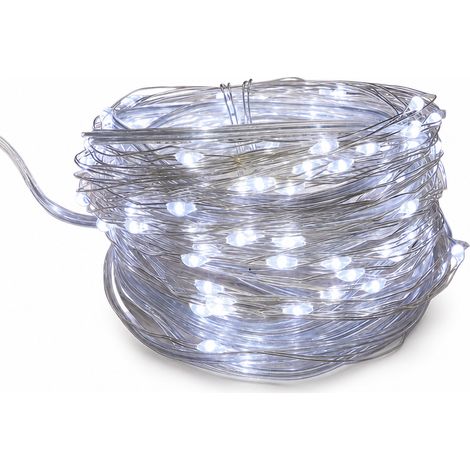 Guirlande LED Solaire Blanche, 200 LED, 8 Modes, Étanche Extérieur Jardin Camping Décoration Festive (1/5)