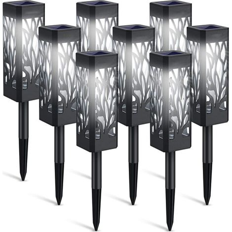 Lampes de jardin solaire LED imperméables avec prise en acier inoxydable, décoratif pour chemin, patio, pelouse, Noël (8 Pack) (1/5)