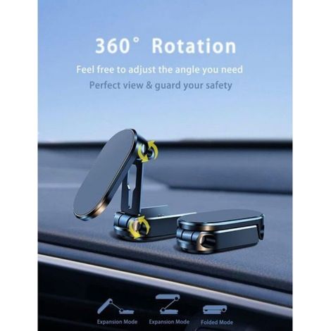 Support Téléphone Voiture - Magnétique - 360° Pivotant - Pliaable - Base Adhésive 3M - Pour Smartphones - 1 Pièce (1/4)