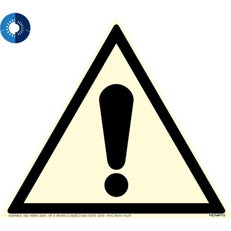 Panneau photoluminescent HD Danger général - rigide triangle 100mm - 4055558