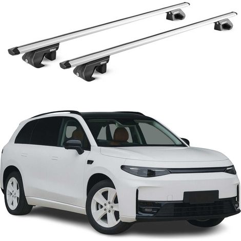 OMAC Dachträger Aluminium TÜV geprüft für Leapmotor C10 2024-2026 – Für Standard Dachreling – T Nut – Max 90 kg – 2 Schlösser Silber (1/5)