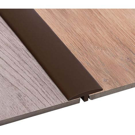 Profil de transition auto-adhésif, profil en T 5 x 200 cm, bande de transition PVC flexible pour tous les types de sol, découpable et résistant à l'eau (Marron foncé, 2 M) (1/5)