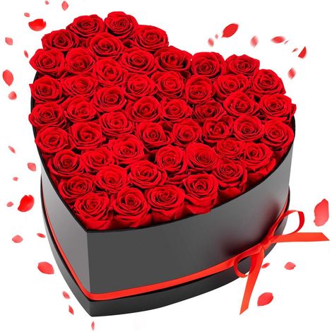 50 Roses Boîte Cœur Fleurs Éternelles Préservées Cadeau d'Amour Romantique pour Femme, Épouse et Maman (1/5)