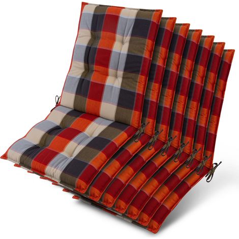 7x Niederlehner Sun-NL Auflage 100x50x8cm Orange-Beige-Kariert