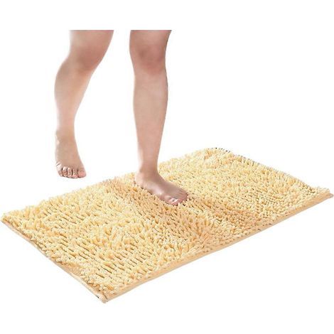 HONORNIC - Tapis de bain en chenille douce, moelleuse et confortable, ultra-absorbante et épaisse, antidérapante et lavable en machine pour la salle de bain (1/5)