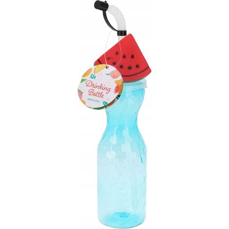 Botella con pajita de 500 ml con motivo frutal para agua, refrescos y bebidas. (1/4)