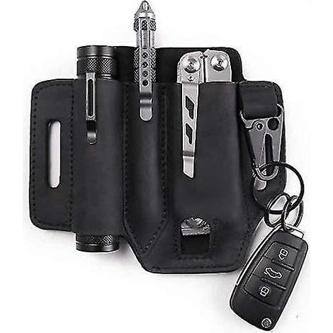 Multitool-Etui mit Schlüsselring, Ledergürtelschlaufe, EDC-Multitool-Etui zum Tragen am Gürtel, ideal für Training, Camping, Klettern, Angeln und Reisen.