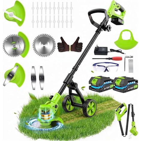 Cordless Edge Cutter with Removable Wheels, 4 Types of Blades, Size Edging Suitable for Mowing Garden and Lawn (1/5)