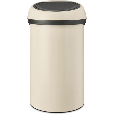 Touch Bin 60L - Grande Poubelle pour la Cuisine - Ouverture Soft-Touch - Bordure de Protection - Poignées Robustes - Recyclage Facile - Sacs Poubelles Inclus - Soft Beige - 40 x 40 x 71 cm (1/5)
