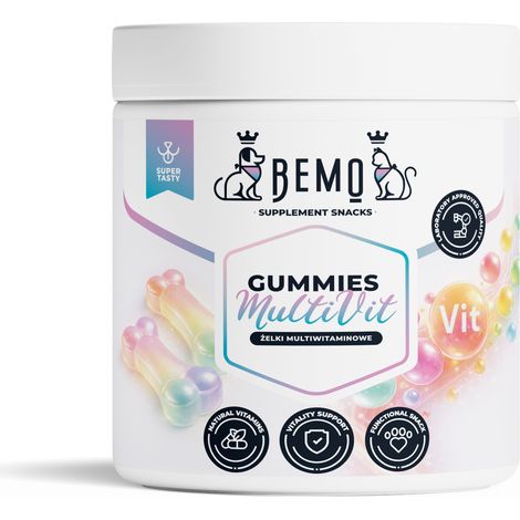 Bemo Gummies MultiVit - gomitas multivitamínicas para perros y gatos que favorecen la inmunidad y la vitalidad.