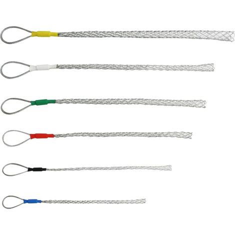 6-pack 4-25 mm non-slip cable traction socks set made of galvanized steel for cable lassos