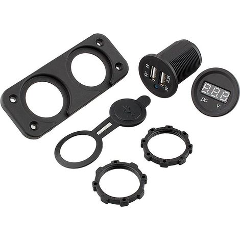 lyrlody Prise USB à Double Port de Sortie de Puissance Imperméable 12V avec Voltmètre DC LED pour Le Bateau de Voiture Marine Utilisation du Chargeur USB à 2 Ports.