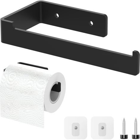 1-teiliger Toilettenpapierhalter, Edelstahl, Schwarz, selbstklebend, zur Wandmontage, Badezimmer (1/5)