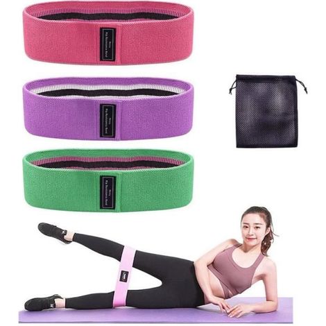 Bande De Résistance - Tissu Coton-Polyester - 3 Niveaux De Force - Pour Fitness Et Renforcement Musculaire - Lot De 3 (1/4)