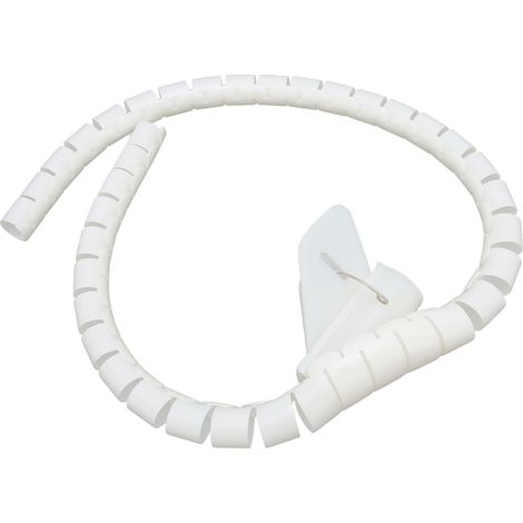 Tuyau spiralé pour câbles en plastique, type ouvert, avec clips, 10 mètres, blanc, diamètre 32 mm (1/5)