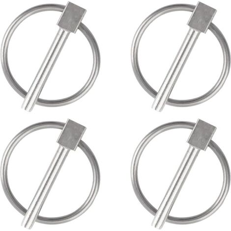 Goupille de sécurité, 4PCS Dia 4mm Acier inoxydable Goupille de sécurité ronde Goupille de verrouillage de remorque Goupille de fixation de Lynch pour piste Ferme Pelouse (1/5)