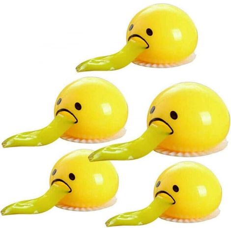 Lot de 5 balles anti-stress au jaune d'œuf vomi, soulagement du stress, jouets de balle anti-stress au jaune d'œuf