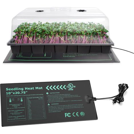 Electric Heated Propagator and Seed Germinator with LED Light, Heat Mat & Seed Tray 58 x 37 x 29cm H (1/5)