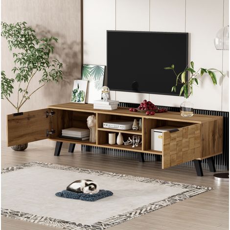 Mobile TV 160,5x35,5x45 cm colore legno in pannello truciolare, 2 ante e 2 vani (1/5)