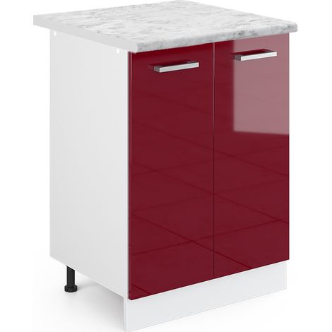 Küchenunterschrank R-Line, Bordeaux Hochglanz, 60 cm , AP Marmor, Vicco (1/5)