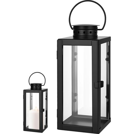 Lanterne Extérieur - 24 cm Lanterne Bougie Jardin Suspension en Métal Noir Décoration Vintage pour Salon, Balcon, Jardin (1/5)