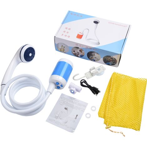Douche Portable Douche de Camping avec Tête de Douche Vanne D'arrêt et Batterie 4800mAH intégrée,blue (1/5)